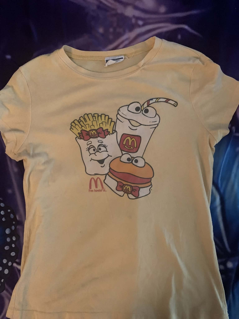 McDonald's Yellow Kids Short-Sleeve Tee with Cartoon Fries, Burger & Drink